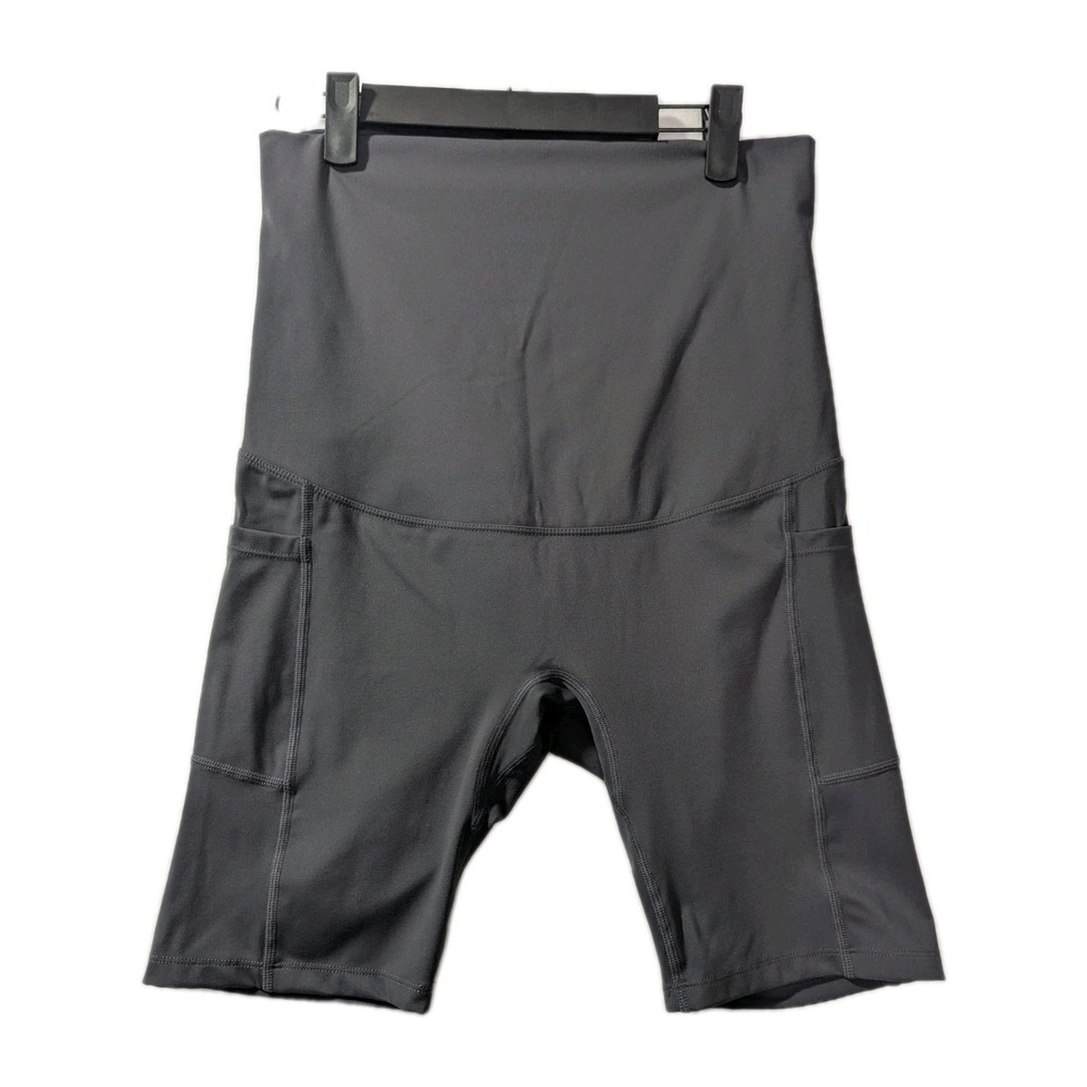 Poshdivah Women's Gray Yoga Shorts High Waist Size S with Pockets Activewear